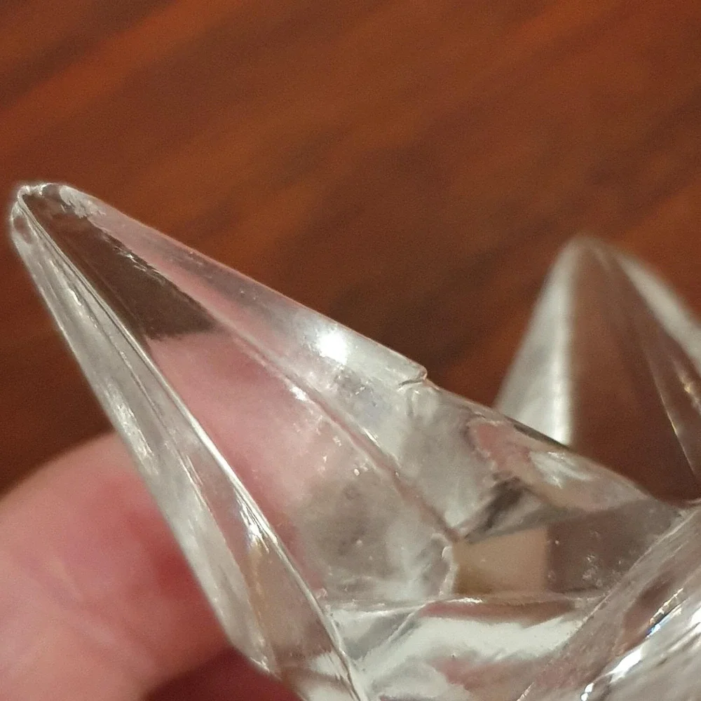 2 Vintage MCM Atomic Sparkling Glass 9-Point Star Shaped Candle Holders
